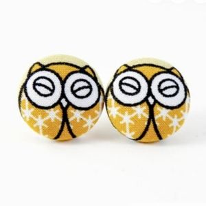Handmade Fabric Earrings Owl Earrings Animal Jewelry